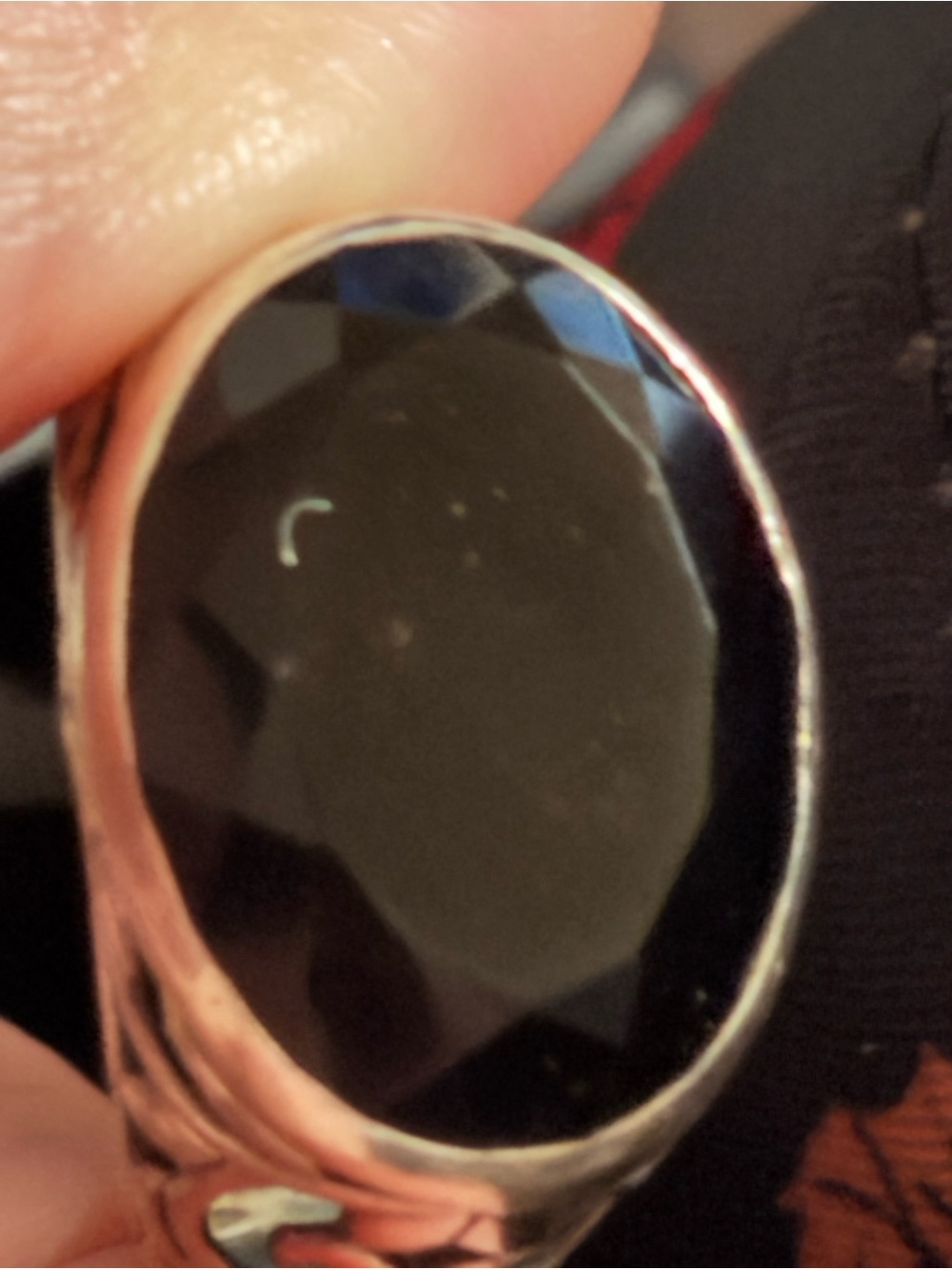 Silpada Black Faceted Stone Sterling Ring